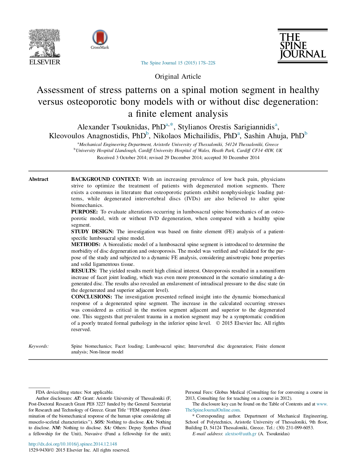 Assessment of stress patterns on a spinal motion segment in healthy versus osteoporotic bony models with or without disc degeneration_ a finite element analysis_page-0001.jpg