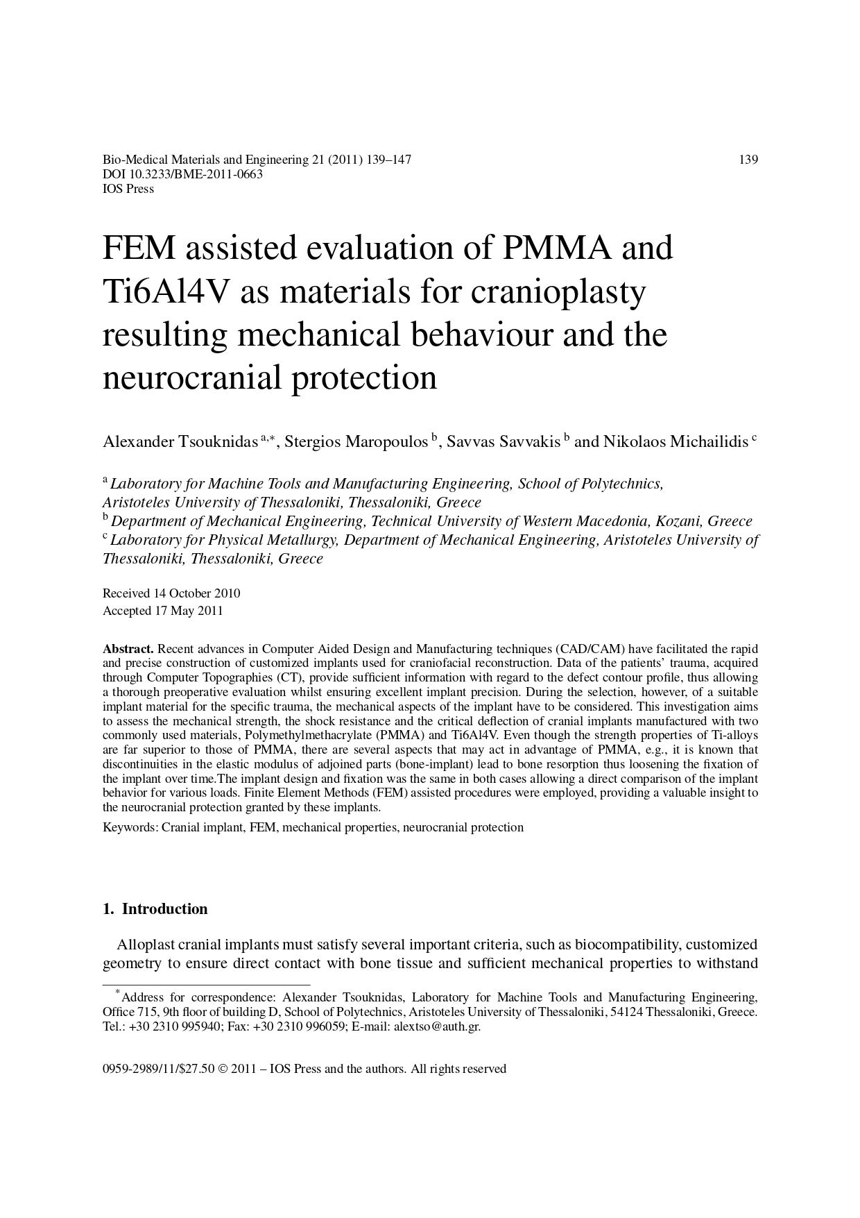 FEM assisted evaluation of PMMA and Ti6Al4V as materials for cranioplasty resulting mechanical behaviour and the neurocranial protection_page-0001.jpg